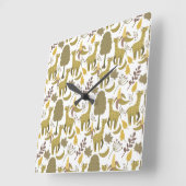 Seamless pattern Giraffe yellow white background スクエア壁時計 (傾斜)
