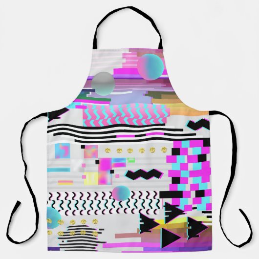 Seamless Pattern Glitch Design. Cyberpunk Digital エプロン (正面)