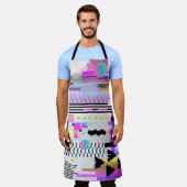Seamless Pattern Glitch Design. Cyberpunk Digital エプロン (着用した状態)
