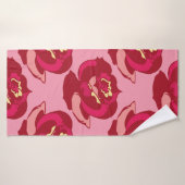 Seamless pattern gold burgundy roses vintage beaut バスタオル (バスタオル)