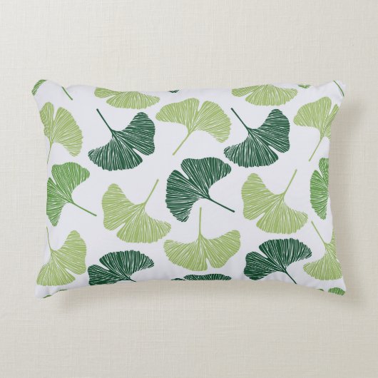 Seamless pattern Green ginkgo biloba  アクセントクッション (正面)