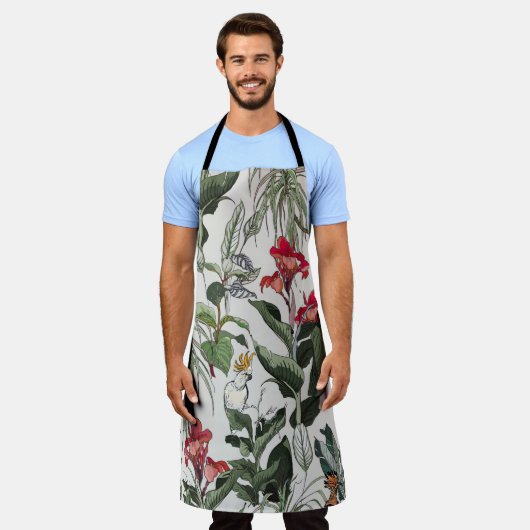 Seamless Pattern Hand Drawn Botanical Illustration エプロン (着用した状態)