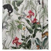 Seamless Pattern Hand Drawn Botanical Illustration シャワーカーテン (正面)