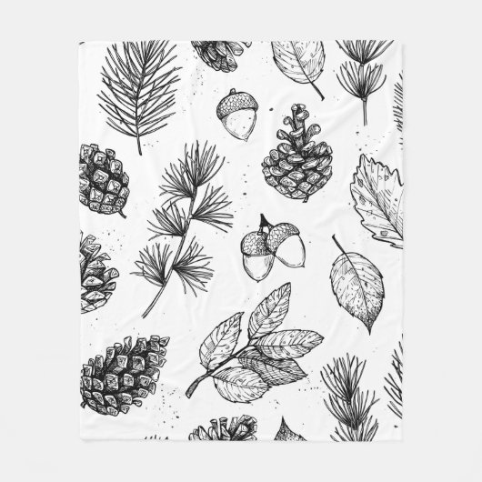 Seamless pattern. Hand drawn vintage illustrations フリースブランケット (正面)