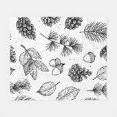 Seamless pattern. Hand drawn vintage illustrations フリースブランケット (正面(横))