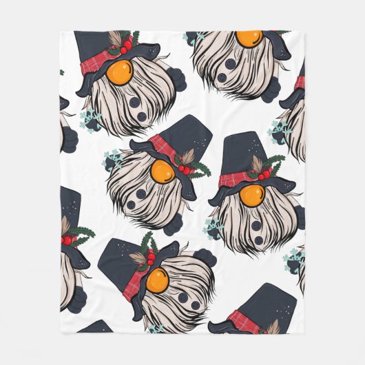 Seamless pattern illustration of a gnome with a be フリースブランケット (正面)
