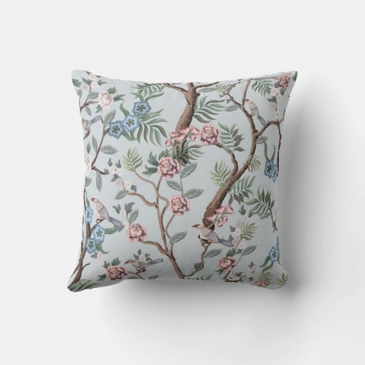 Seamless pattern in chinoiserie style with peonies クッション (裏面)