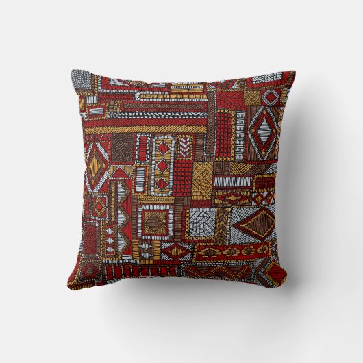 Seamless pattern in patchwork style. Embroidered E クッション (裏面)