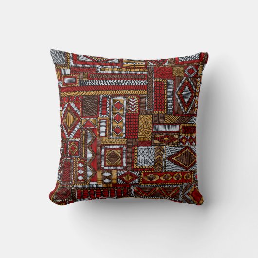 Seamless pattern in patchwork style. Embroidered E クッション (正面)
