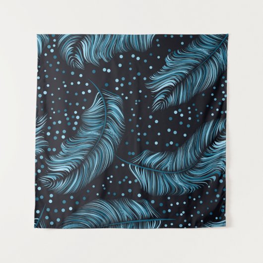 Seamless pattern, infinite texture. dark feather b タペストリー (正面(横))