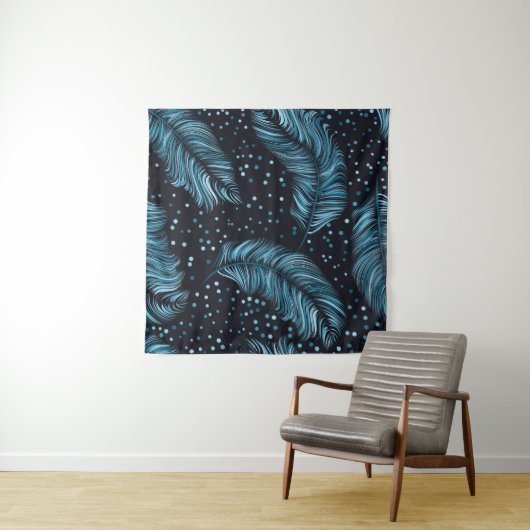 Seamless pattern, infinite texture. dark feather b タペストリー (インサイチュ)