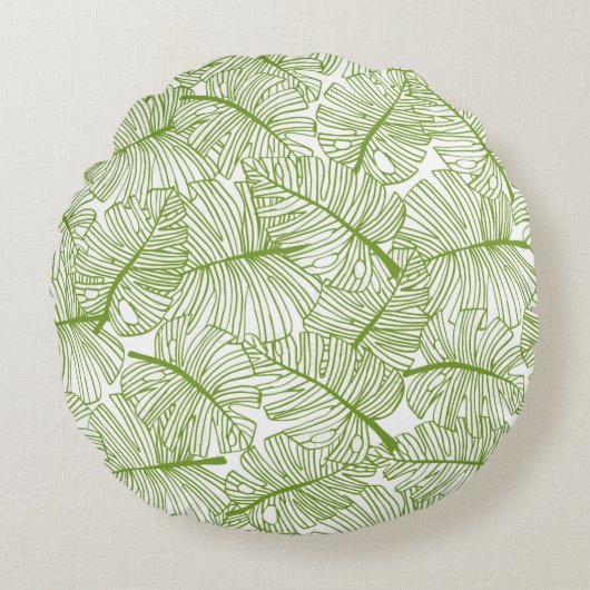 Seamless pattern Monstera leaves background. Flora ラウンドクッション (正面)