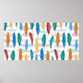 Seamless pattern of bright feathers painted in wat ポスター (正面)