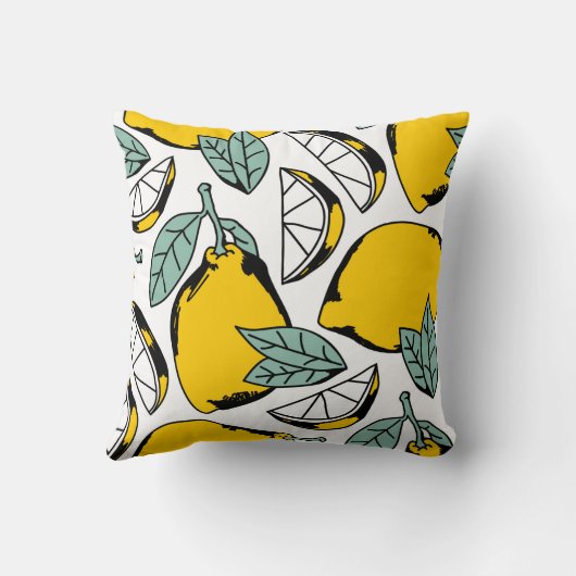 Seamless pattern of bright hand drawn lemons,halfs クッション (裏面)