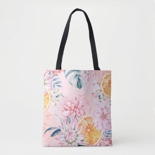 Seamless pattern of chrysanthemum, orange and Bloo トートバッグ (正面)