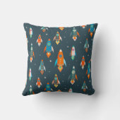 Seamless pattern of colorful rockets in outer spac クッション (裏面)