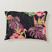 Seamless pattern of hibiscus flower, flamingos and アクセントクッション (裏面)