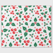 Seamless pattern of holly berry leaves ラッピングペーパー (フラット)