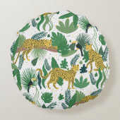 seamless pattern of leopards in jungle. Summer tro ラウンドクッション (裏面)
