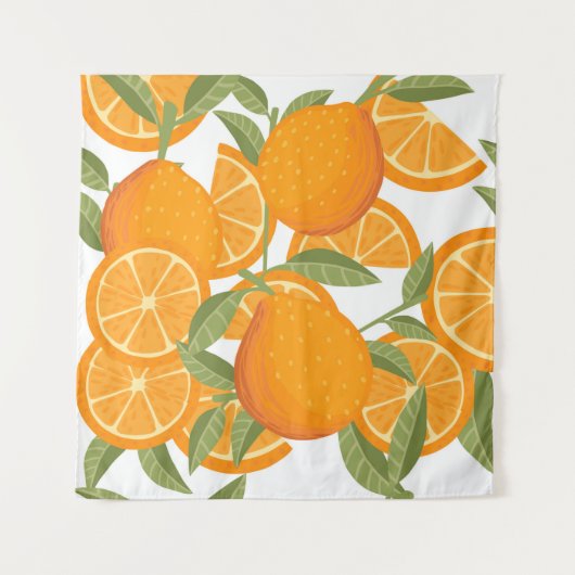 Seamless pattern of orange citrus yellow fruit who タペストリー (正面)