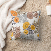 Seamless pattern of orange, yellow, beige flowers  クッション (ブランケット)