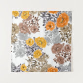 Seamless pattern of orange, yellow, beige flowers  タペストリー (正面(横))