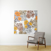 Seamless pattern of orange, yellow, beige flowers  タペストリー (インサイチュ)