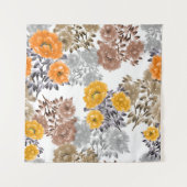Seamless pattern of orange, yellow, beige flowers  タペストリー (正面)