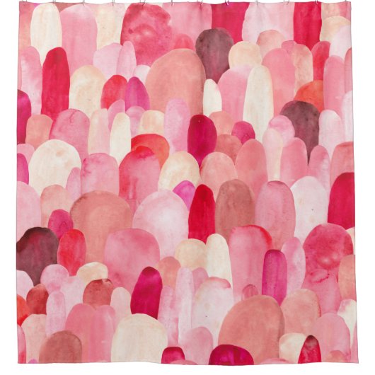 Seamless pattern of pink, red and beige spots. Wat シャワーカーテン (正面)
