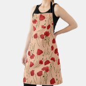 Seamless pattern of poppy on a beige backgroundabs エプロン (インサイチュ)