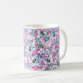 Seamless pattern of purple flowers and berries,blu コーヒーマグカップ (正面右)