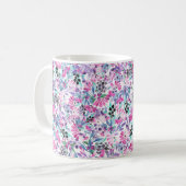 Seamless pattern of purple flowers and berries,blu コーヒーマグカップ (正面左)