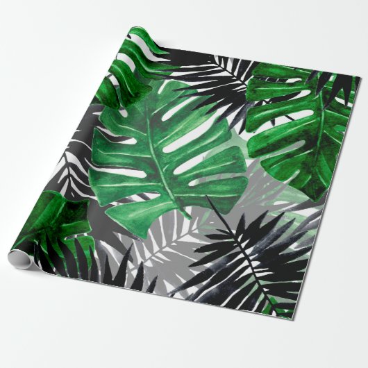 seamless pattern of tropical leaves and elements o ラッピングペーパー (アンロールド)
