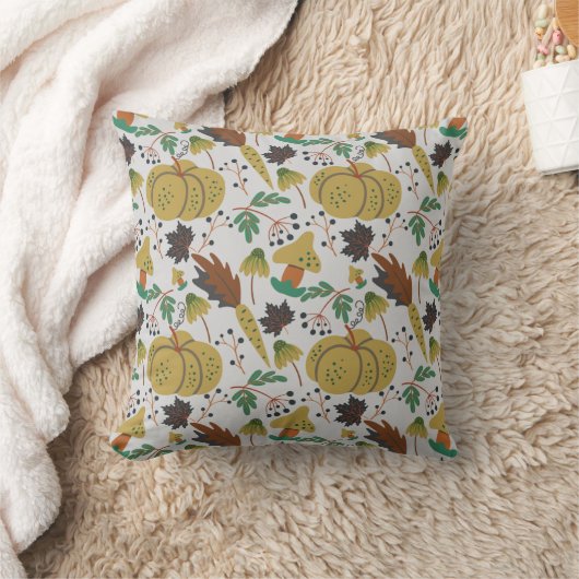 Seamless pattern of tropical pumpkins and carrots クッション (ブランケット)