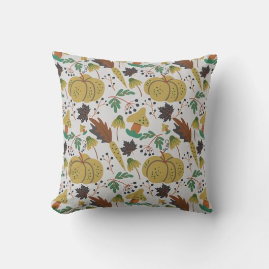 Seamless pattern of tropical pumpkins and carrots クッション (正面)