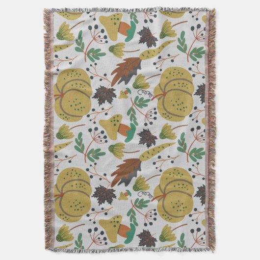 Seamless pattern of tropical pumpkins and carrots スローブランケット (正面縦)