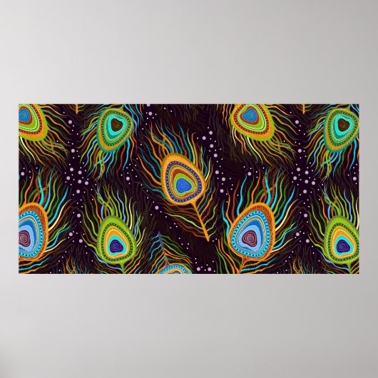 Seamless pattern "Peacock feathers" ポスター (正面)