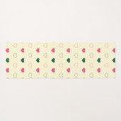 Seamless Pattern - Pink & Green Hearts on Cream ヨガマット (裏面(横))