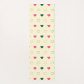 Seamless Pattern - Pink & Green Hearts on Cream ヨガマット (裏面)