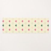 Seamless Pattern - Pink & Green Hearts on Cream ヨガマット (正面(横))