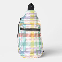 Seamless Pattern Plaid Light Colorful スリングバッグ