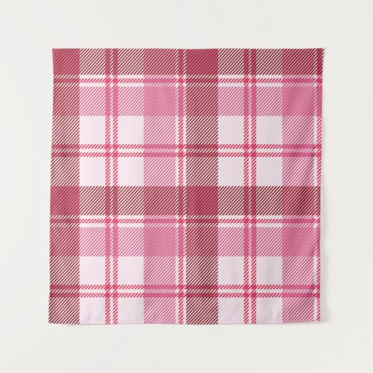 Seamless pattern plaid pink pastel. Square grid pa タペストリー (正面)