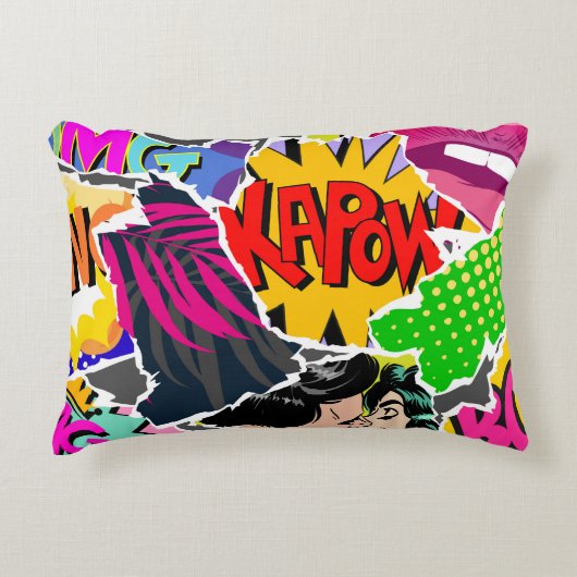 Seamless pattern pop art comics style. Collage of アクセントクッション (正面)