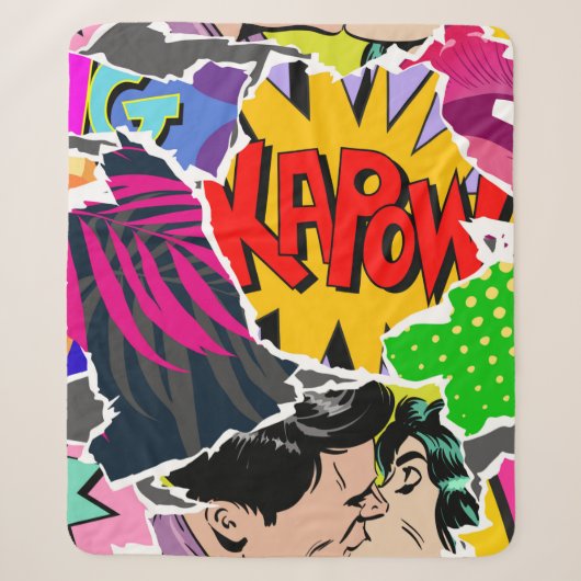 Seamless pattern pop art comics style. Collage of シェルパブランケット (正面)