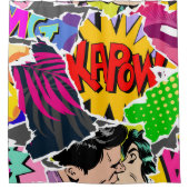 Seamless pattern pop art comics style. Collage of シャワーカーテン (正面)