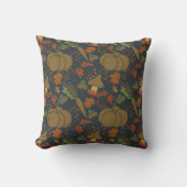 Seamless pattern Pumpkin & carrot dark background クッション (正面)
