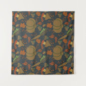 Seamless pattern Pumpkin & carrot dark background タペストリー (正面(横))
