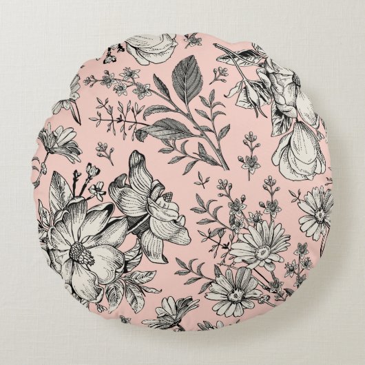 Seamless pattern. Realistic blooming isolated flow ラウンドクッション (正面)