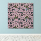 Seamless pattern Tropical animals monkey jumping キャンバスプリント (インサイチュ (ウッドフロア))