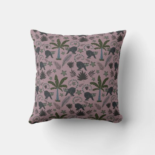Seamless pattern Tropical animals monkey jumping クッション (裏面)